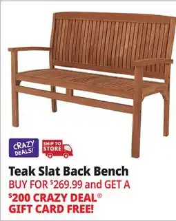 Ocean State Job Lot Teak Slat Back Bench offer
