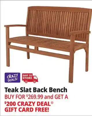 Ocean State Job Lot Teak Slat Back Bench offer