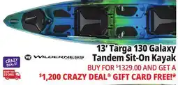 Ocean State Job Lot Wilderness Systems Targa 130T Recreational Tandem Kayak Galaxy offer