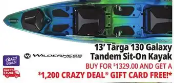 Ocean State Job Lot Wilderness Systems Targa 130T Recreational Tandem Kayak Galaxy offer