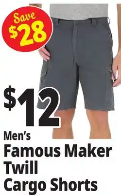 Ocean State Job Lot Men's Famous Maker Twill Cargo Shorts offer