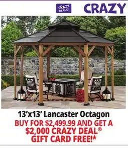 Ocean State Job Lot Lancaster 13' x 13' Octagon Cedar Hardtop Gazebo offer