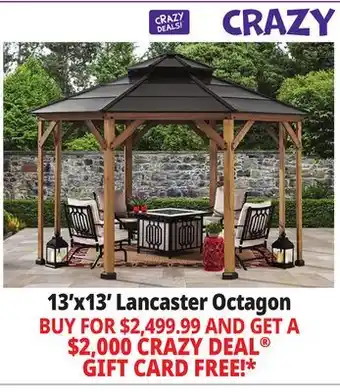 Ocean State Job Lot Lancaster 13' x 13' Octagon Cedar Hardtop Gazebo offer