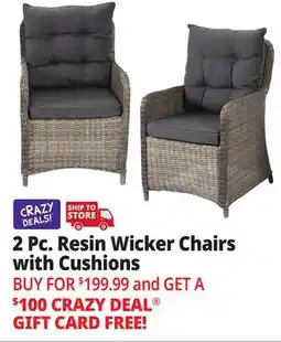 Ocean State Job Lot 2-Piece Resin Wicker Chairs with Cushions offer