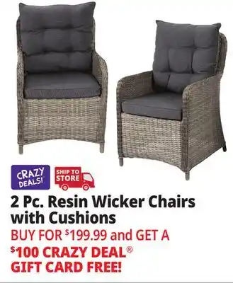 Ocean State Job Lot 2-Piece Resin Wicker Chairs with Cushions offer
