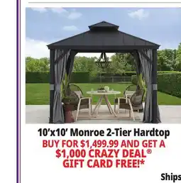 Ocean State Job Lot Monroe 10' x 10' Aluminum 2-Tier Hardtop Gazebo offer