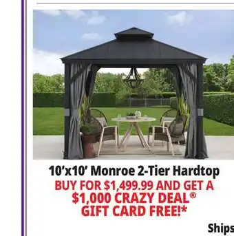 Ocean State Job Lot Monroe 10' x 10' Aluminum 2-Tier Hardtop Gazebo offer