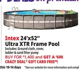 Ocean State Job Lot Intex 24' x 52 Ultra XTR Frame Pool Set with Sand Filter Pump offer