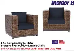 Ocean State Job Lot Hampton Bay Fernlake Brown Wicker Outdoor Lounge Chairs Set of 2 Midnight offer
