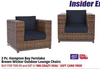 Ocean State Job Lot Hampton Bay Fernlake Brown Wicker Outdoor Lounge Chairs Set of 2 Midnight offer