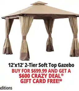 Ocean State Job Lot Sunjoy Aluminum Frame 2-Tier Steel Soft Top Gazebo 12' x 12' Beige/Brown offer