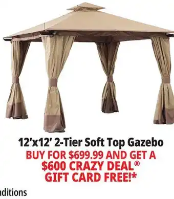 Ocean State Job Lot Sunjoy Aluminum Frame 2-Tier Steel Soft Top Gazebo 12' x 12' Beige/Brown offer
