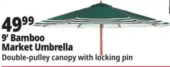 Ocean State Job Lot 9' Bamboo Market Umbrella Striped offer