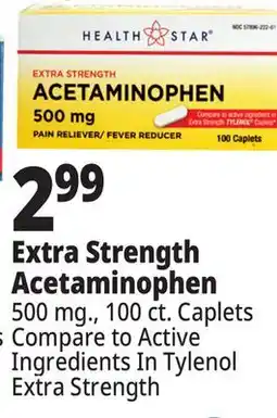 Ocean State Job Lot Health Star 500 mg Acetaminophen Pain Reliever 100 Caplets offer