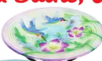 Ocean State Job Lot Hummingbird Glass Bird Bath with Metal Stand 18 offer