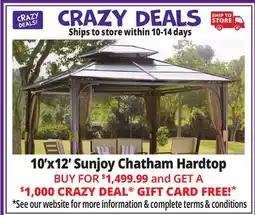 Ocean State Job Lot Sunjoy Chatham 10' x 12' Hardtop Gazebo with Netting offer