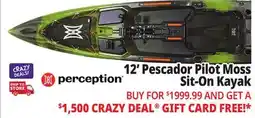 Ocean State Job Lot Perception Pescador Pilot 12.0 Fishing Pedal Kayak Sonic Camo offer