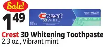 Ocean State Job Lot Crest 3D Whitening Toothpaste offer