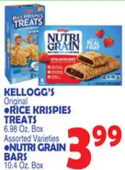 Bravo Supermarkets KELLOGG'S Original RICE KRISPIES TREATS 6.98 Oz. Box, NUTRI GRAIN BARS 10.4 Oz. Box offer