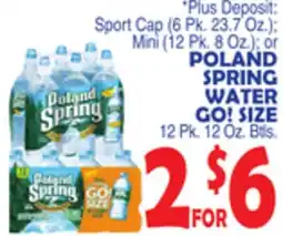Bravo Supermarkets POLAND SPRING WATER GO! SIZE 12 Pk. 12 Oz. Btls offer