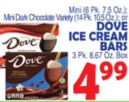 Bravo Supermarkets DOVE ICE CREAM BARS 3 Pk. 8.67 Oz. Box offer