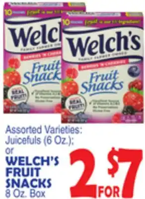 Bravo Supermarkets WELCH'S FRUIT SNACKS 8 Oz. Box offer