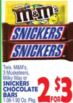 Bravo Supermarkets Twix, M & M' s, 3 Musketeers, Milky Way or SNICKERS CHOCOLATE BARS offer
