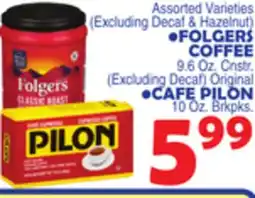 Bravo Supermarkets FOLGERS COFFEE 9.6 Oz. Cnstr offer