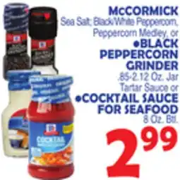 Bravo Supermarkets MCCORMICK BLACK PEPPERCORN GRINDER, .85-2.12 Oz. Jar offer