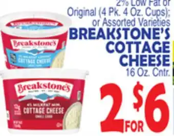 Bravo Supermarkets BREAKSTONE'S COTTAGE CHEESE 16 Oz. Cntr offer