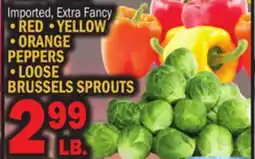 C Town RED, YELLOW, ORANGE PEPPERS, LOOSE BRUSSELS SPROUTS offer