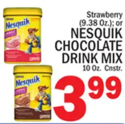 C Town NESQUIK CHOCOLATE DRINK MIX 10 Oz. Cnstr offer