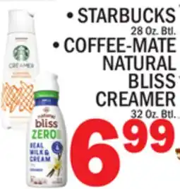 C Town STARBUCKS 28 Oz. Btl, COFFEE-MATE NATURAL BLISS CREAMER 32 Oz. Btl offer