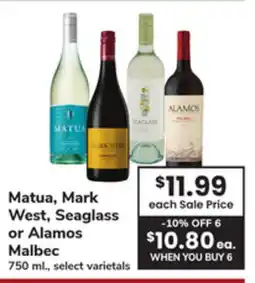 ACME Matua, Mark West, Seaglass or Alamos Malbec offer