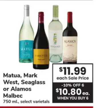 ACME Matua, Mark West, Seaglass or Alamos Malbec offer
