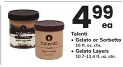 ACME Talenti Gelato or Sorbetto 16 fl. oz. ctn. Gelato Layers 10.7-11.4 fl. oz. ctn offer