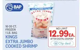 Kings Food Markets KINGS EXTRA JUMBO COOKED SHRIMP offer