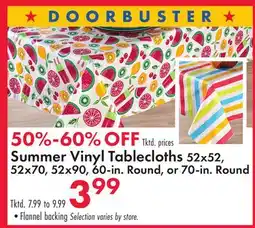 Boscov's Summer Vinyl Tablecloths offer