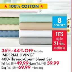 Boscov's IMPERIAL LIVING 400-Thread-Count Sheet Set offer