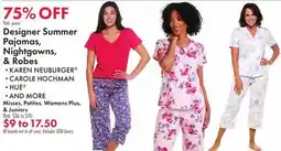 Boscov's Designer Summer Pajamas, Nightgowns, & Robes offer