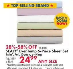 Boscov's SEALY EvenTemp 6-Piece Sheet Set offer