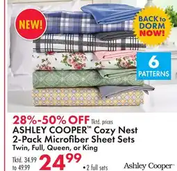 Boscov's ASHLEY COOPER Cozy Nest 2-Pack Microfi ber Sheet Sets offer