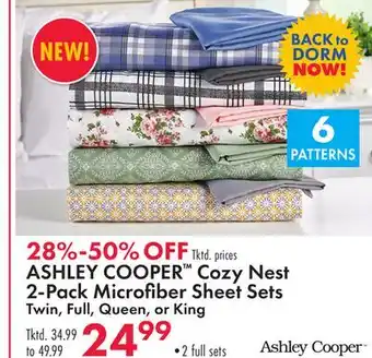 Boscov's ASHLEY COOPER Cozy Nest 2-Pack Microfi ber Sheet Sets offer