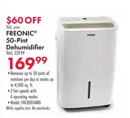 Boscov's FREONIC 50-Pint Dehumidifier offer