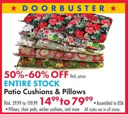 Boscov's ENTIRE STOCK Patio Cushions & Pillows offer