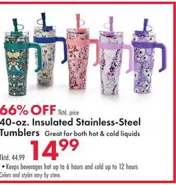 Boscov's 40-oz. Insulated Stainless-Steel Tumblers offer