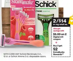 CVS ANY Schick/Skintimate 4 ct., 12 ct. or Schick Xtreme 3 ct. disposable razors offer