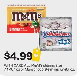 CVS ALL M & M' s sharing size 7.4-10.1 oz or Mars chocolate minis 7.7-9.7 oz offer