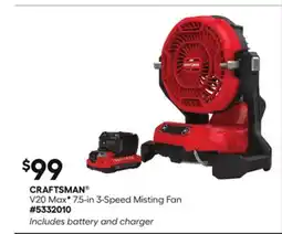 Lowe's V20 Max* 7.5-in 3-Speed Misting Fan offer