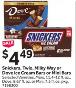 Stop&Shop Snickers, Twix, Milky Way or Dove Ice Cream Bars or Mini Bars offer